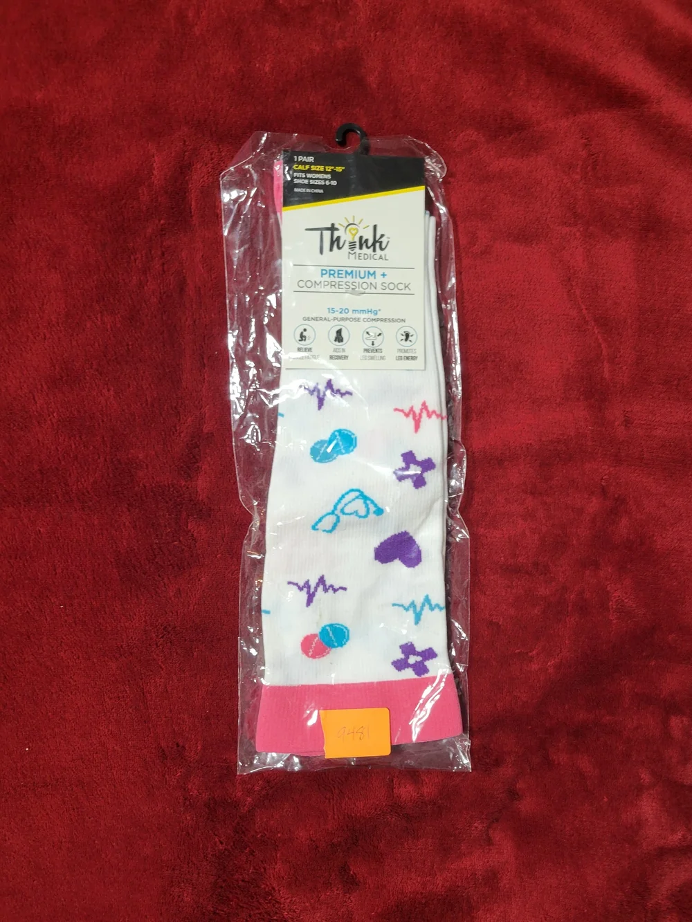Women's White Multi Color Compression Socks, Size Regular